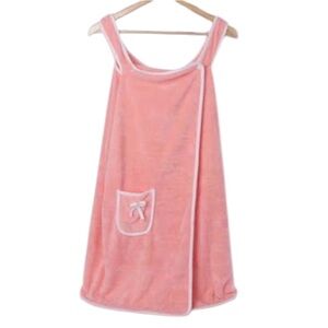 New Women’s Coral Pink Spa Wearable Wrap Towel - Soft Bath & Body Cover